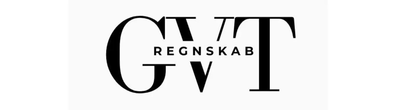 Logo med bogstaverne GVT, hvor G og T er i stort, elegant skriftsnit, med teksten "REGNSKAB" under.