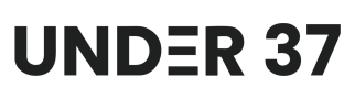 Logo med teksten "UNDER 37" i store, fede bogstaver med en minimalistisk stil.